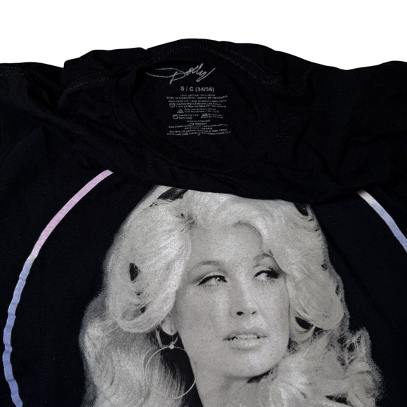 Dolly Parton Graphic T-Shirt Women Small Black Nashville Portrait Tee - Picture 2 of 3